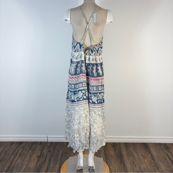 ❤️ Billabong Blue and White Boho Maxi Dress M - Picture 3 of 12